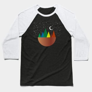 Colorful floating mountains, starry night sky Baseball T-Shirt